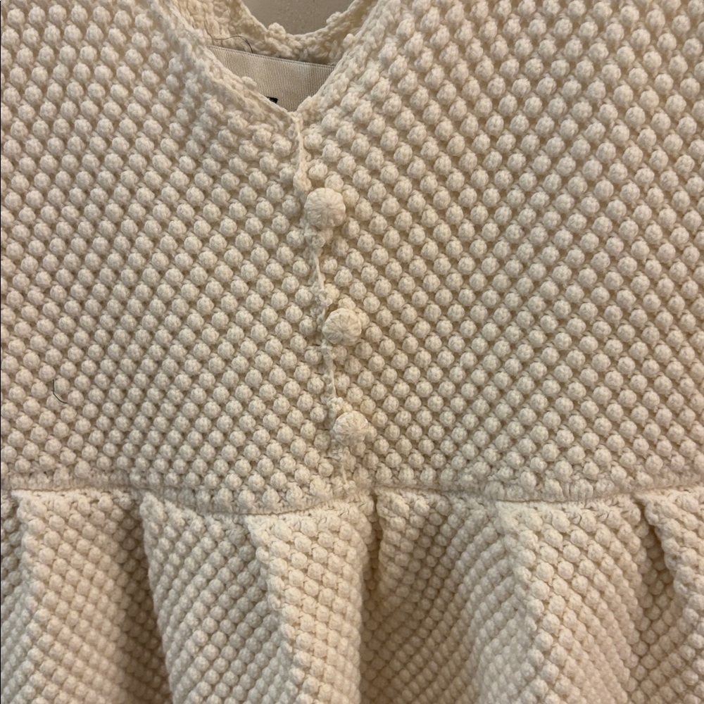7 For All Mankind Cream Textured Peplum Tank Top - Picture 4 of 5